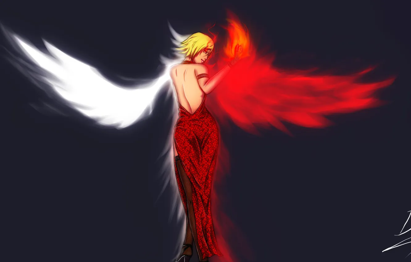 Photo wallpaper look, girl, smile, magic, wings, art, Neiths, personality