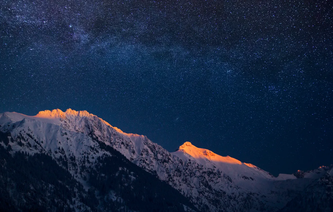 Photo wallpaper the sky, stars, mountains, the evening, Germany, Bayern, Alps, twilight