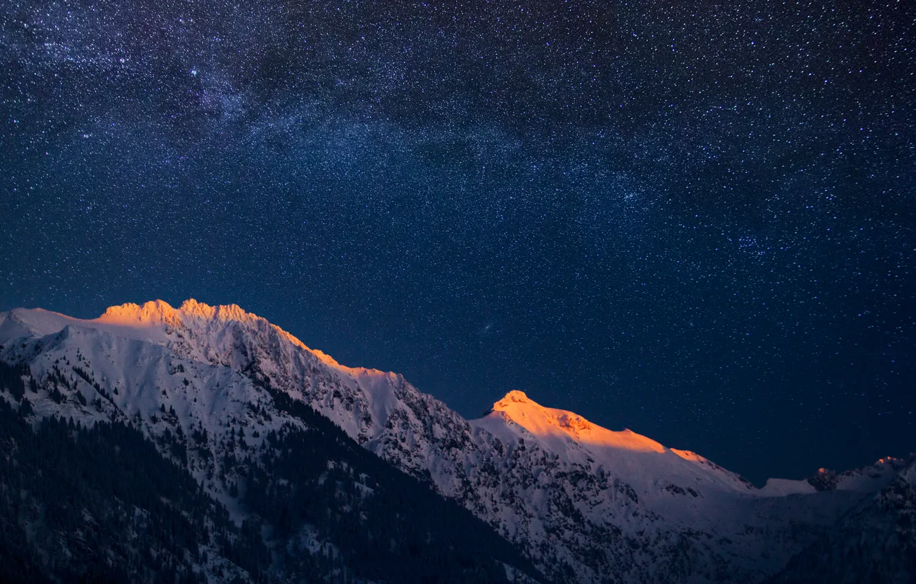 Photo wallpaper the sky, stars, mountains, the evening, Germany, Bayern, Alps, the milky way