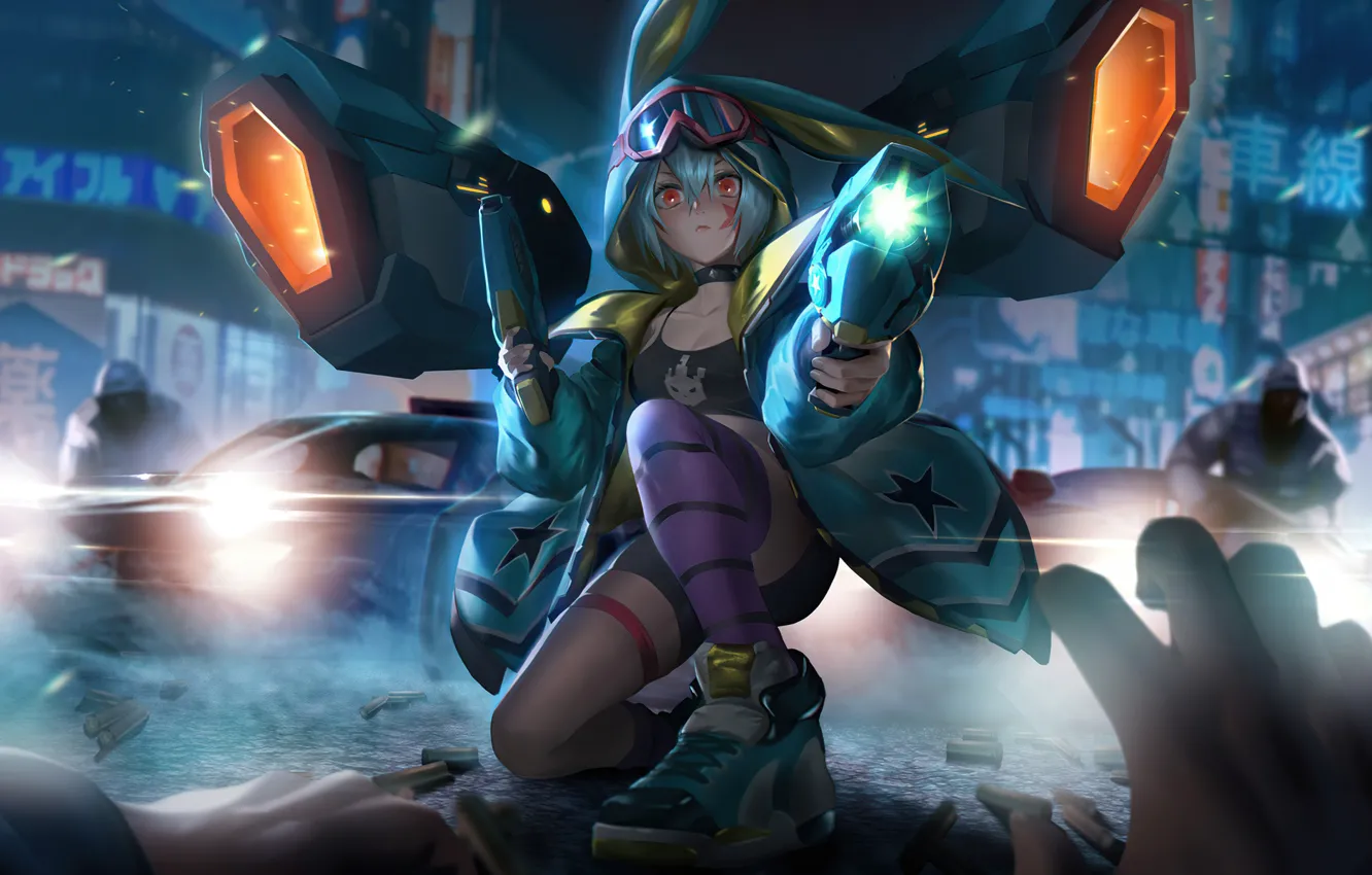 Photo wallpaper the game, fantasy world, characters, aircraft, Layla, Bang Bang, Mobile Legends, police cars