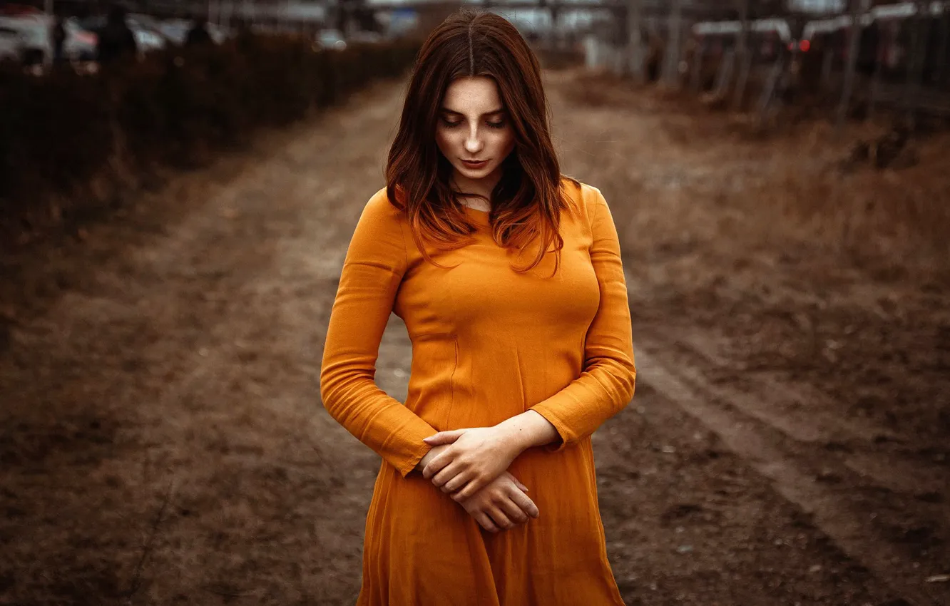 Photo wallpaper road, dress, sponge, bokeh