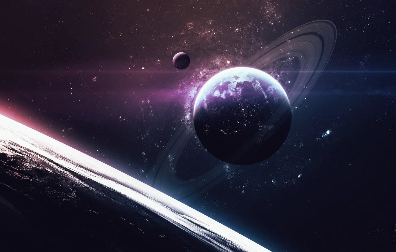 Photo wallpaper Planet, Space, View, Surface, Art, Space, Art, Ring