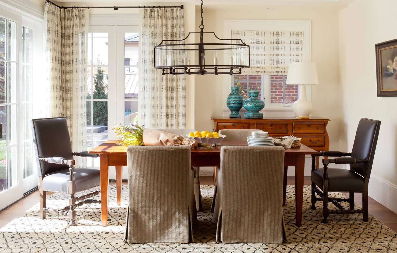 Photo wallpaper design, style, Villa, interior, Washington Park, New Flexible Dining Rooms With Farmhouse Features, cozy dining …