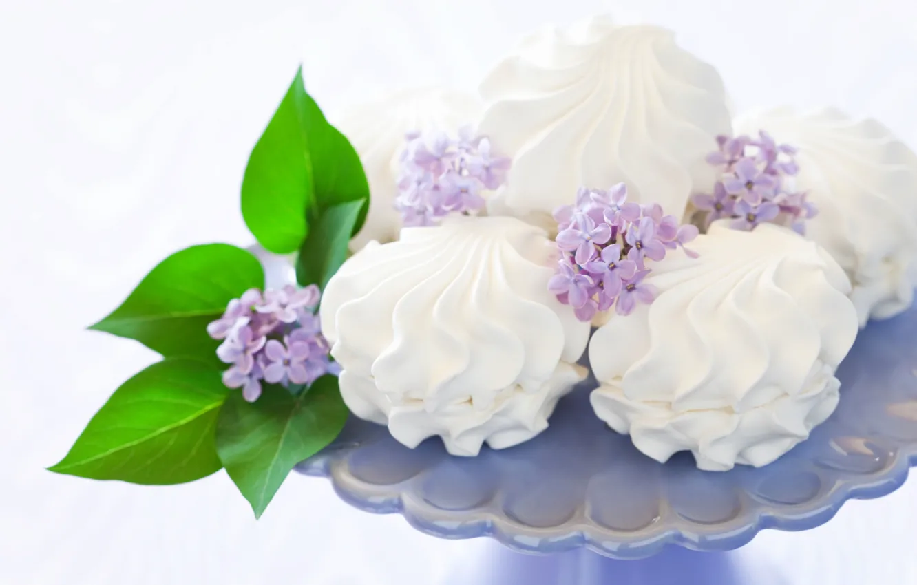 Photo wallpaper dessert, lilac, marshmallows