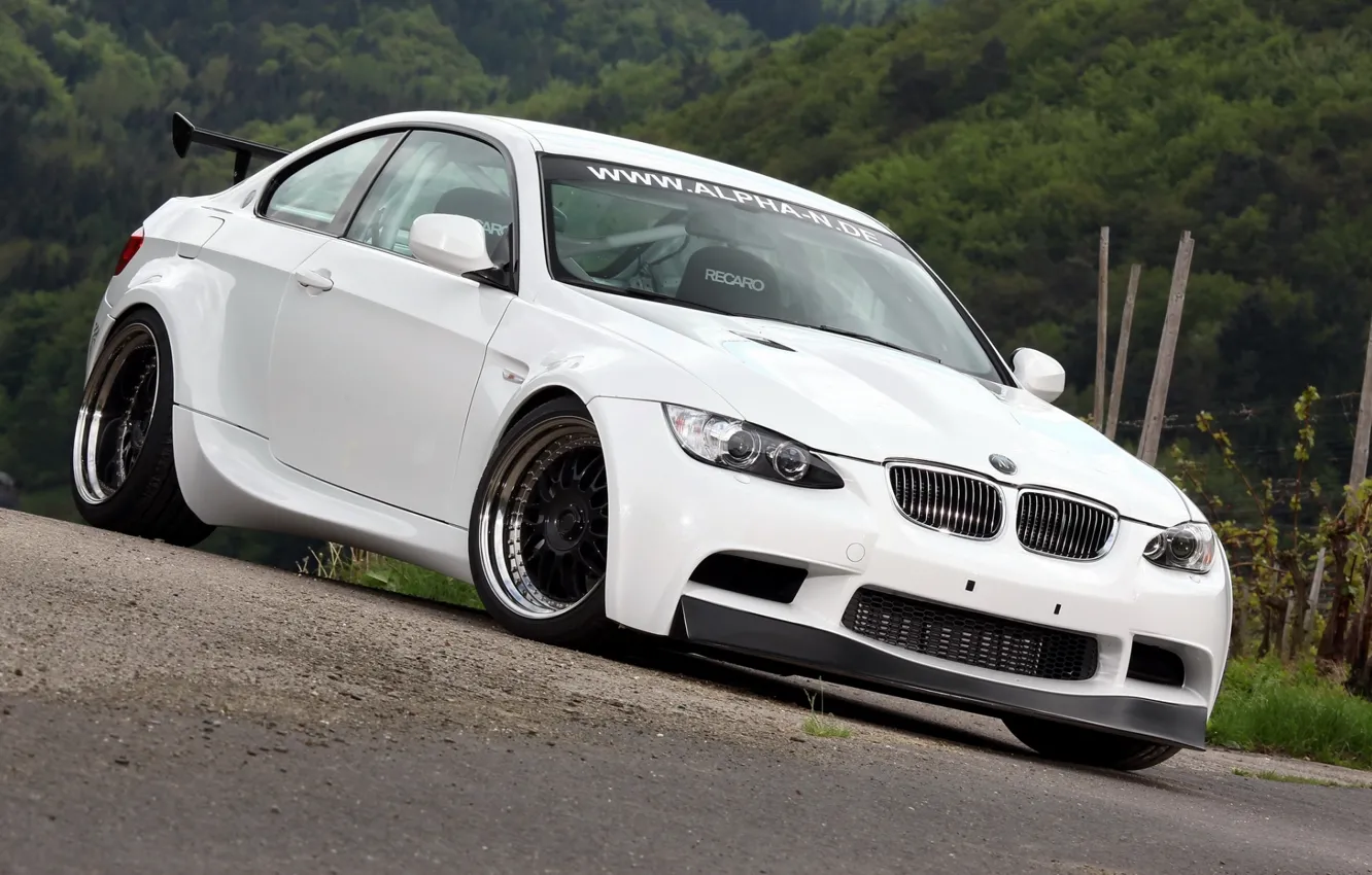 Photo wallpaper white, background, tuning, BMW, BMW, tuning, the front, E92