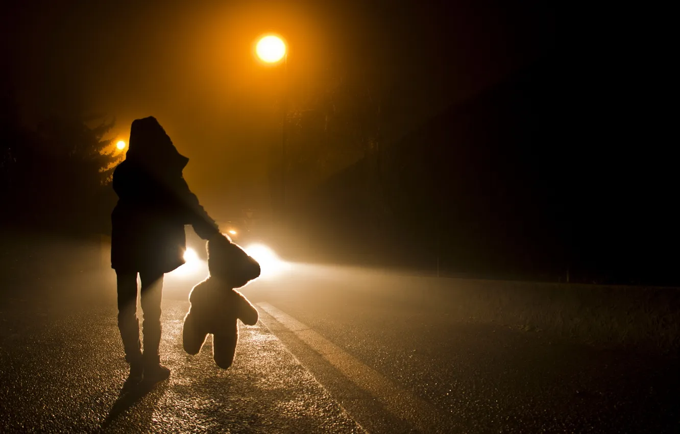 Photo wallpaper night, the city, street, toy