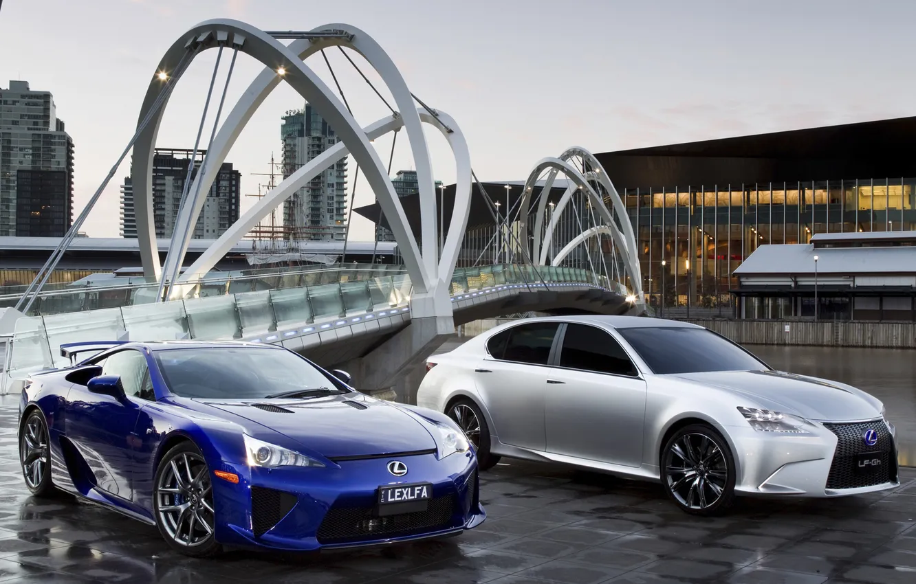 Photo wallpaper street, pair, white, blue, lexus lfa