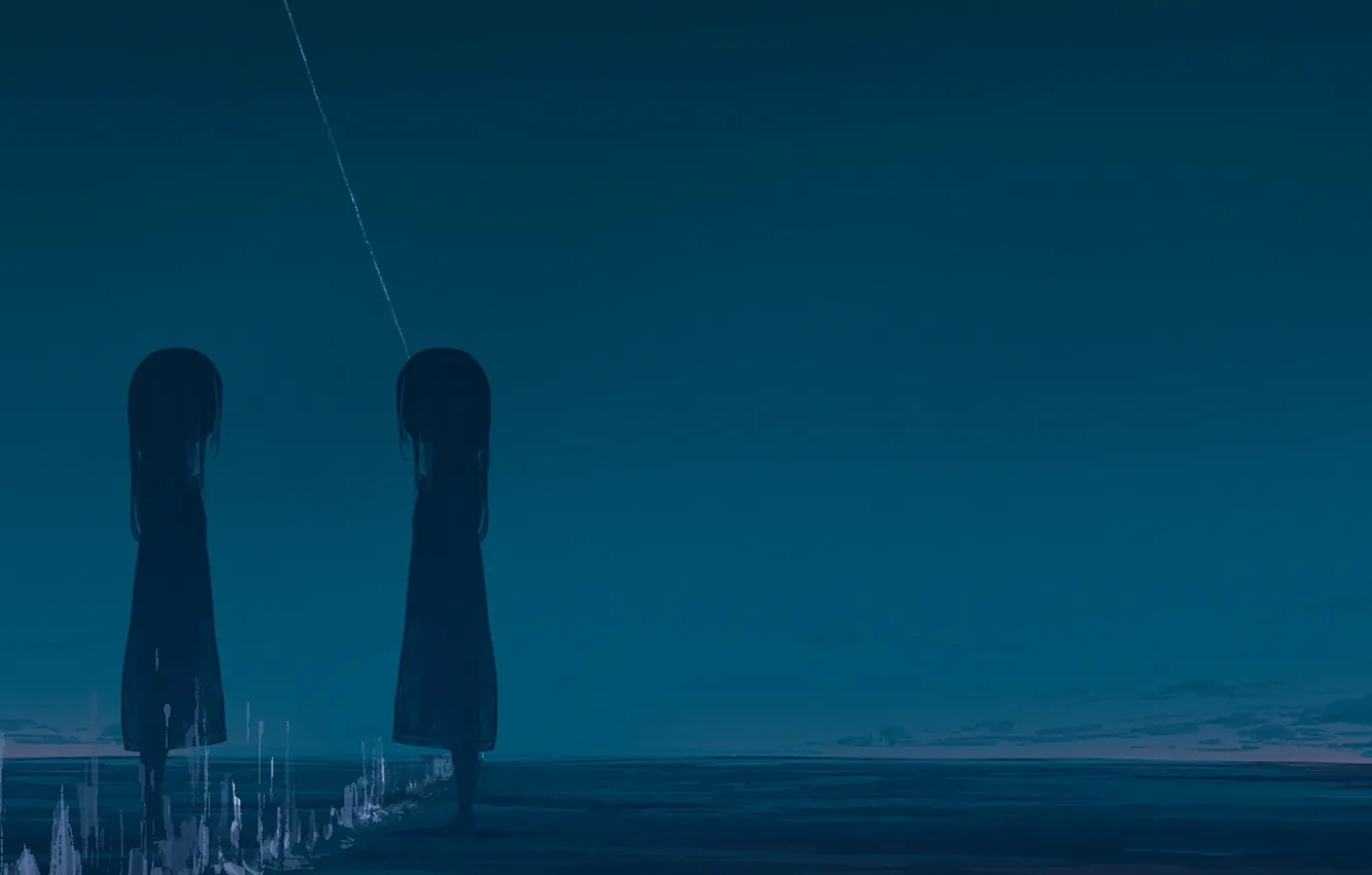 Photo wallpaper night, reflection, girl