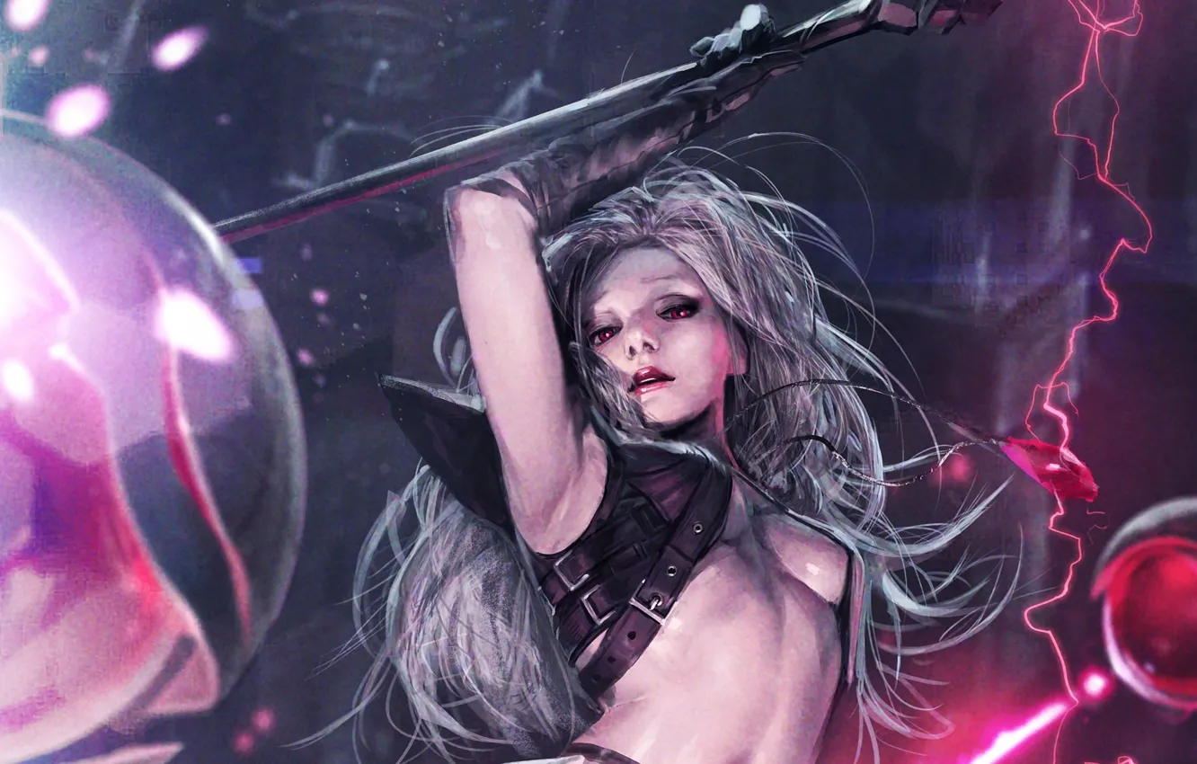 Photo wallpaper girl, fantasy, sword, warrior, art