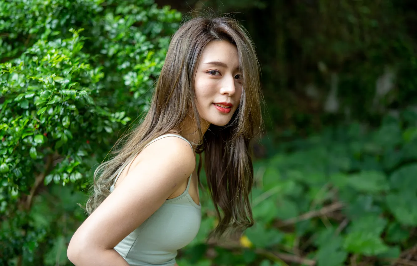 Photo wallpaper look, girl, hair, Mike, Asian