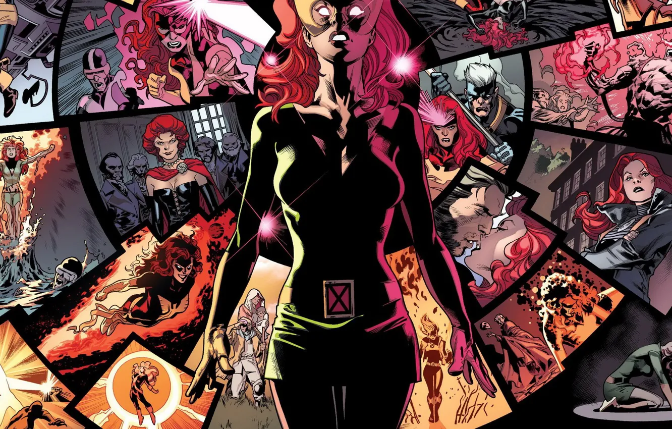 Photo wallpaper memories, red, Phoenix, X-Men, comic, Marvel Comics, Jean Grey, Jean Grey