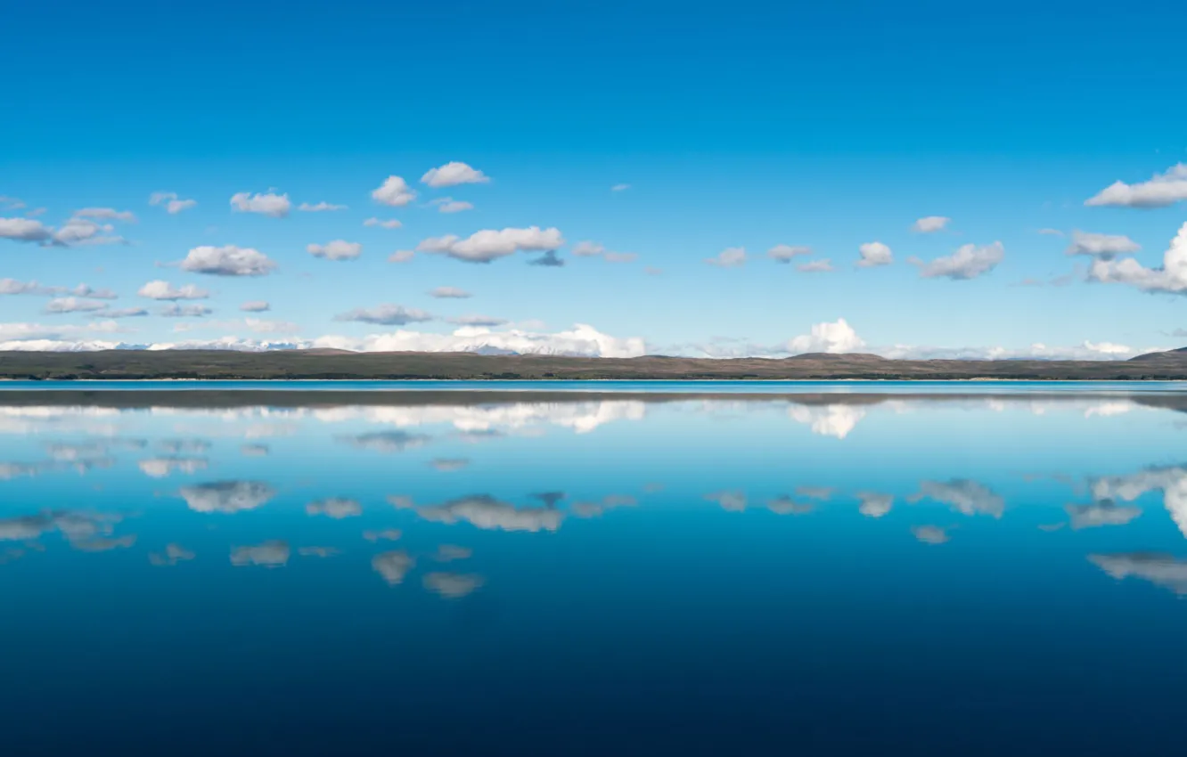 Photo wallpaper clouds, reflection, New Zealand, lake Pukaki