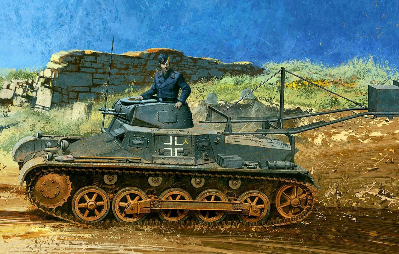 Photo wallpaper figure, art, the Germans, Panzerkampfwagen I, German light tank, Panzer I, Pz.Kpfw.I with Ejector, T-1