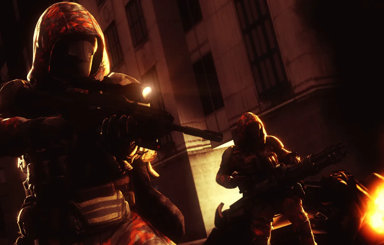 Photo wallpaper soldiers, hood, sniper, sniper rifle, minigun, Ballista, DEATH MACHINE