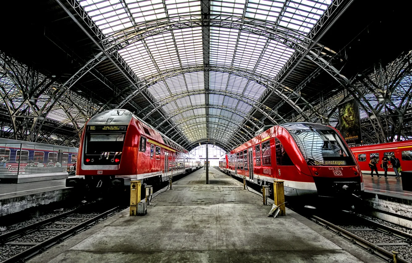 Photo wallpaper station, station, trains