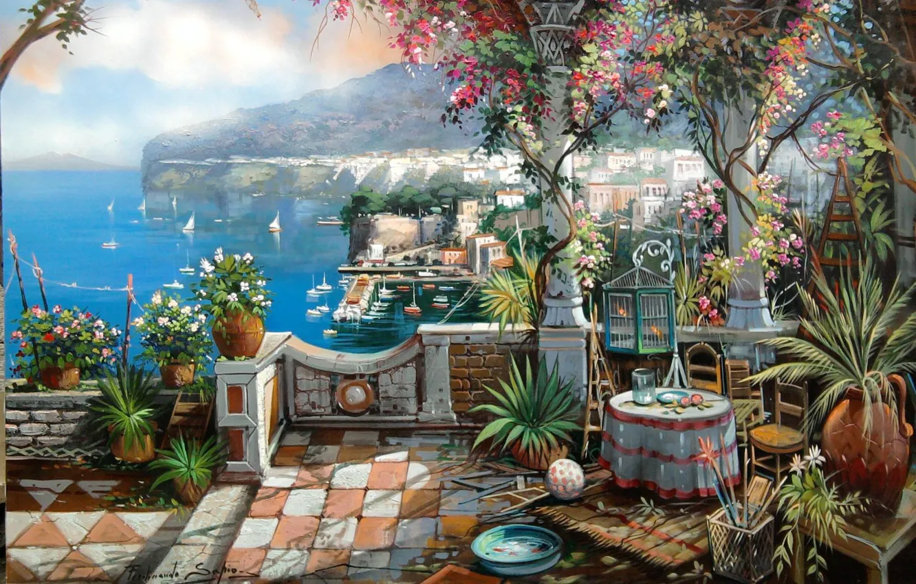 Photo wallpaper picture, painting, painting, The Dolce Vita In Sorrento