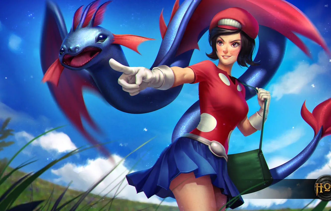 Photo wallpaper girl, skirt, costume, hon, 8-bit, Heroes of Newerth, Calamity, Monster Trainer