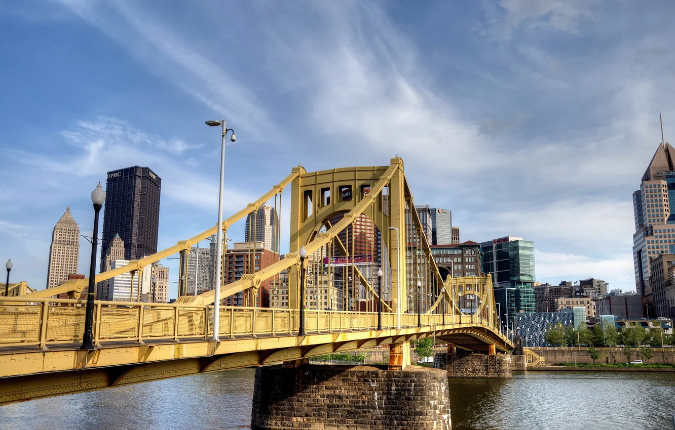 Photo wallpaper bridge, the city, Pennsylvania, Pittsburgh