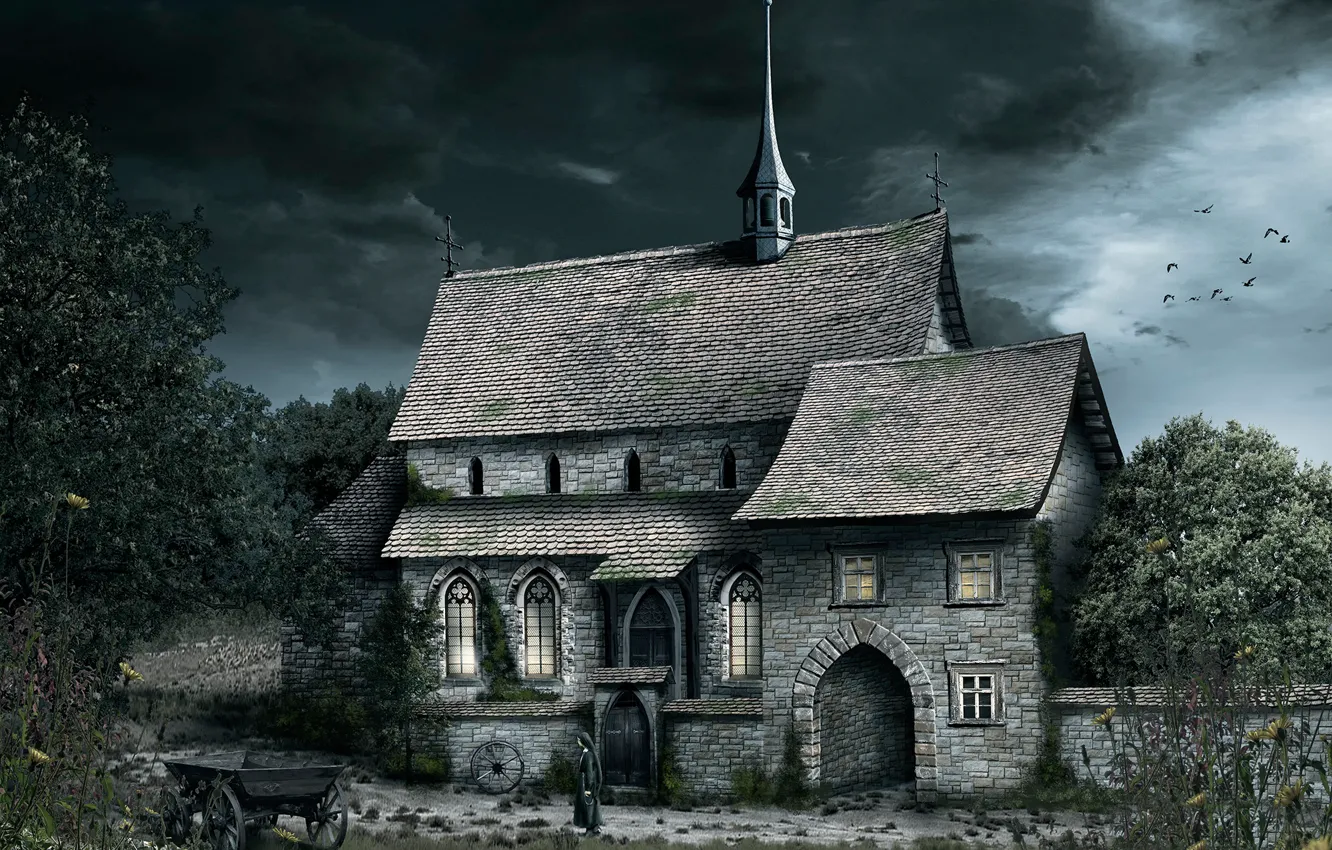 Photo wallpaper Church, nun, dark-art, The convent of the Ursulines