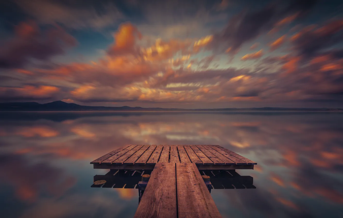 Photo wallpaper the sky, clouds, reflection, Marina