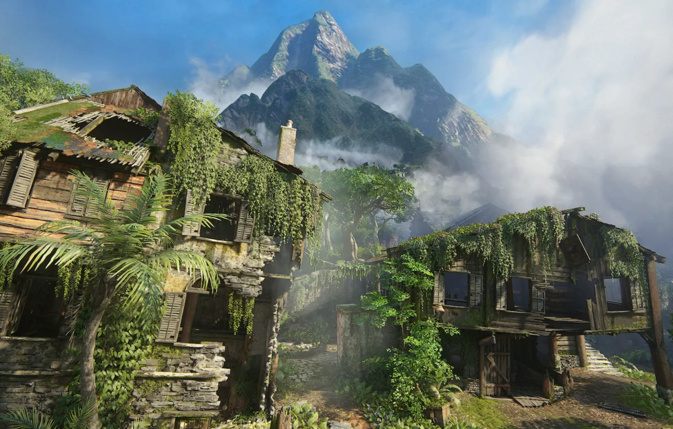 Photo wallpaper mountains, home, Naughty Dog, Playstation 4, Uncharted 4: A Thief's End, Libertaliya