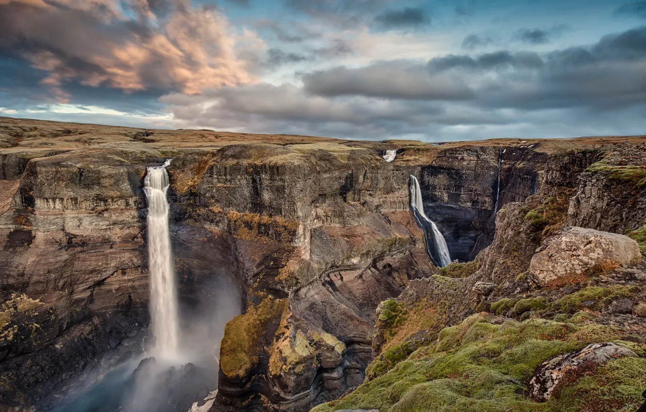 Photo wallpaper landscape, nature, rocks, beauty, canyon, waterfalls, jets of water