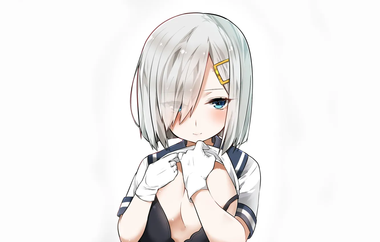 Photo wallpaper girl, sexy, lingerie, bra, cleavage, boobs, anime, blue eyes