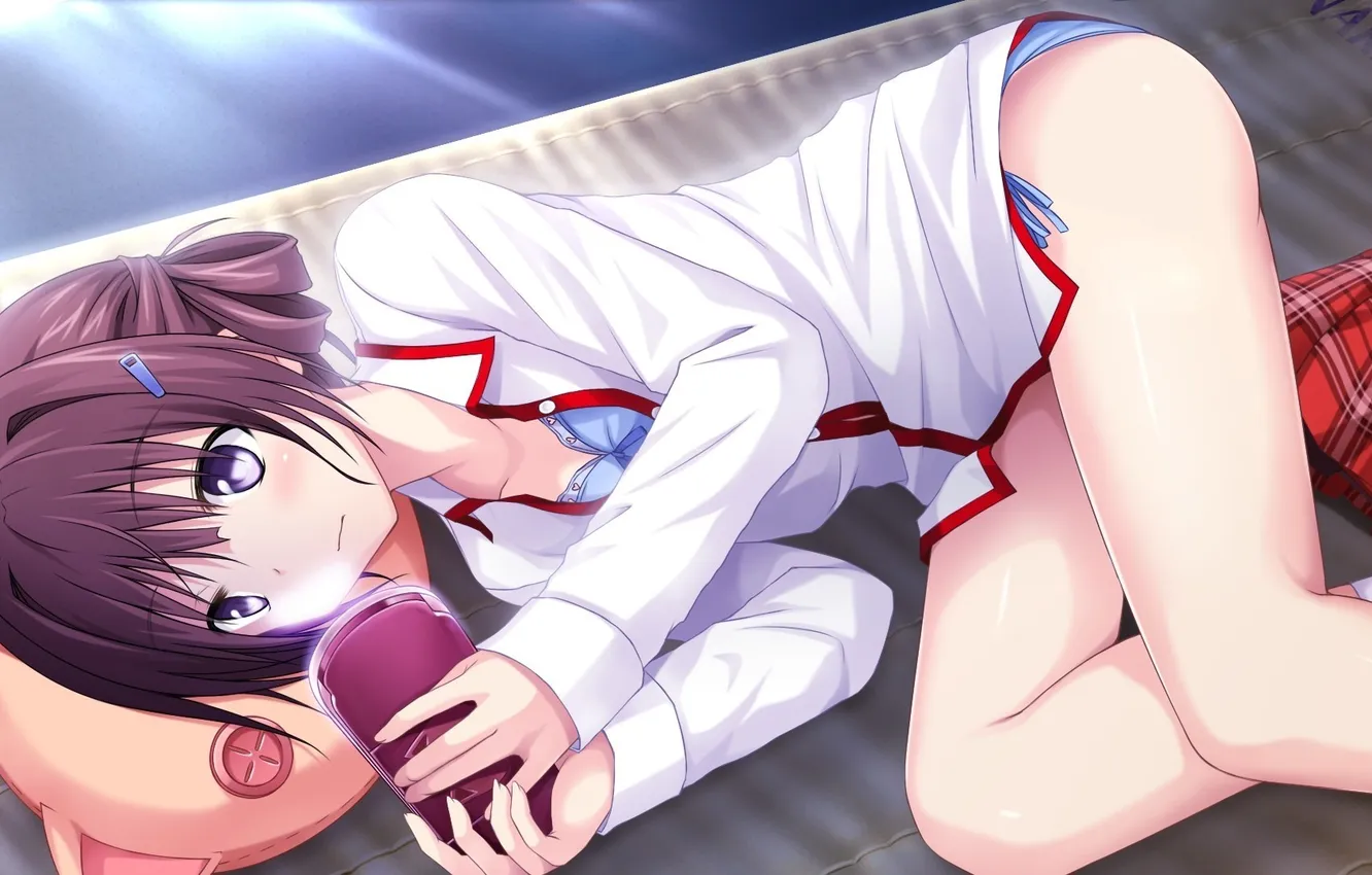 Photo wallpaper girl, room, bed, schoolgirl, art, psp, Susukino Mouth, Love of Love Emperor of Love!
