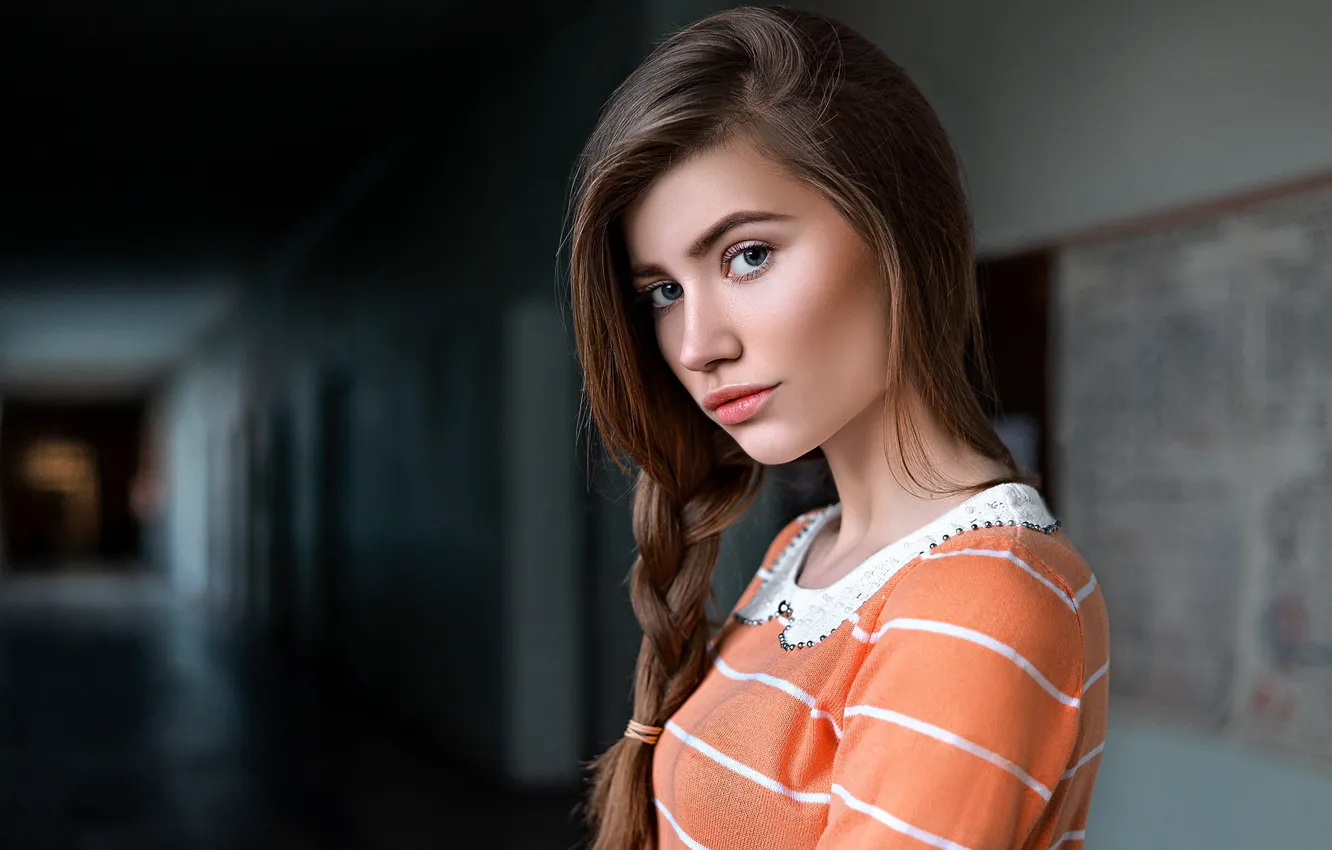 Photo wallpaper look, girl, portrait, blouse