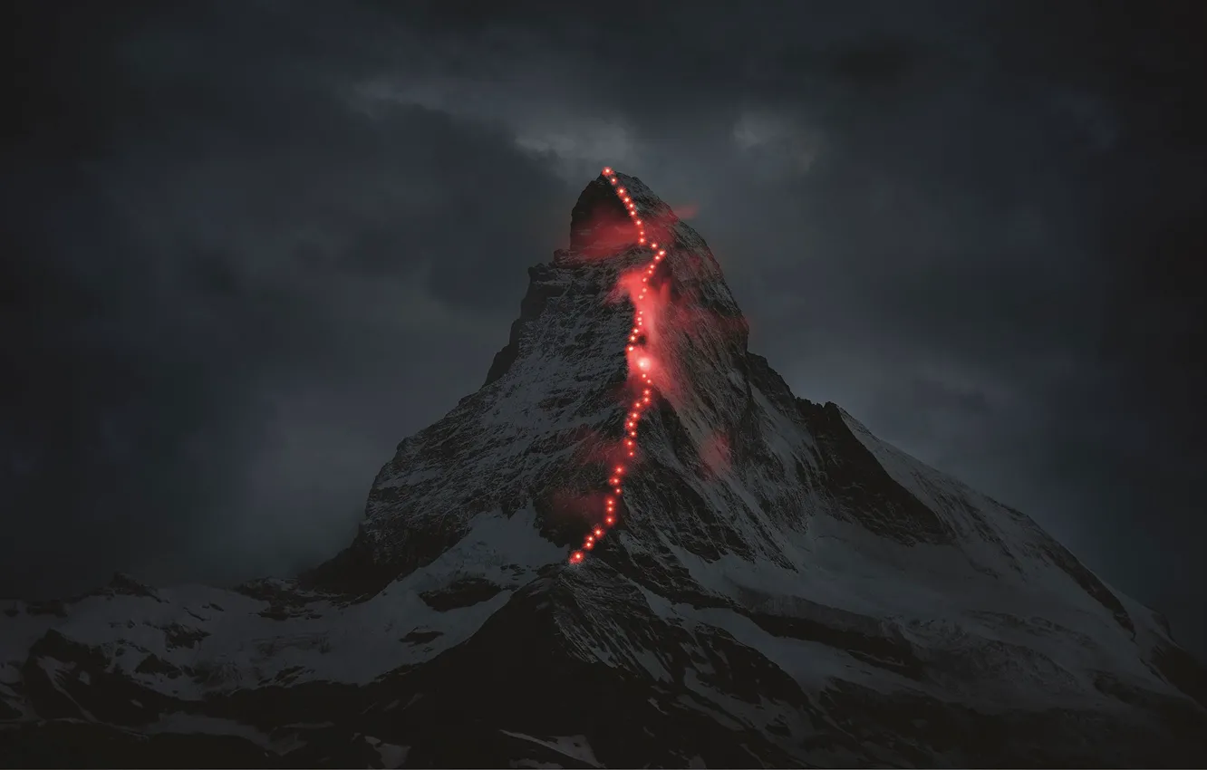 Photo wallpaper mountains, lights, climbing