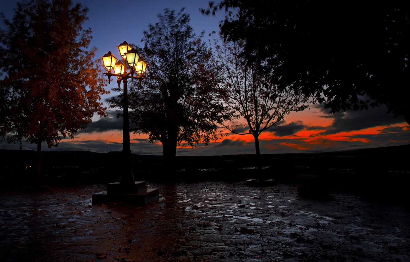 Photo wallpaper night, the city, lights, overcast night sky, NIGHT SCENE