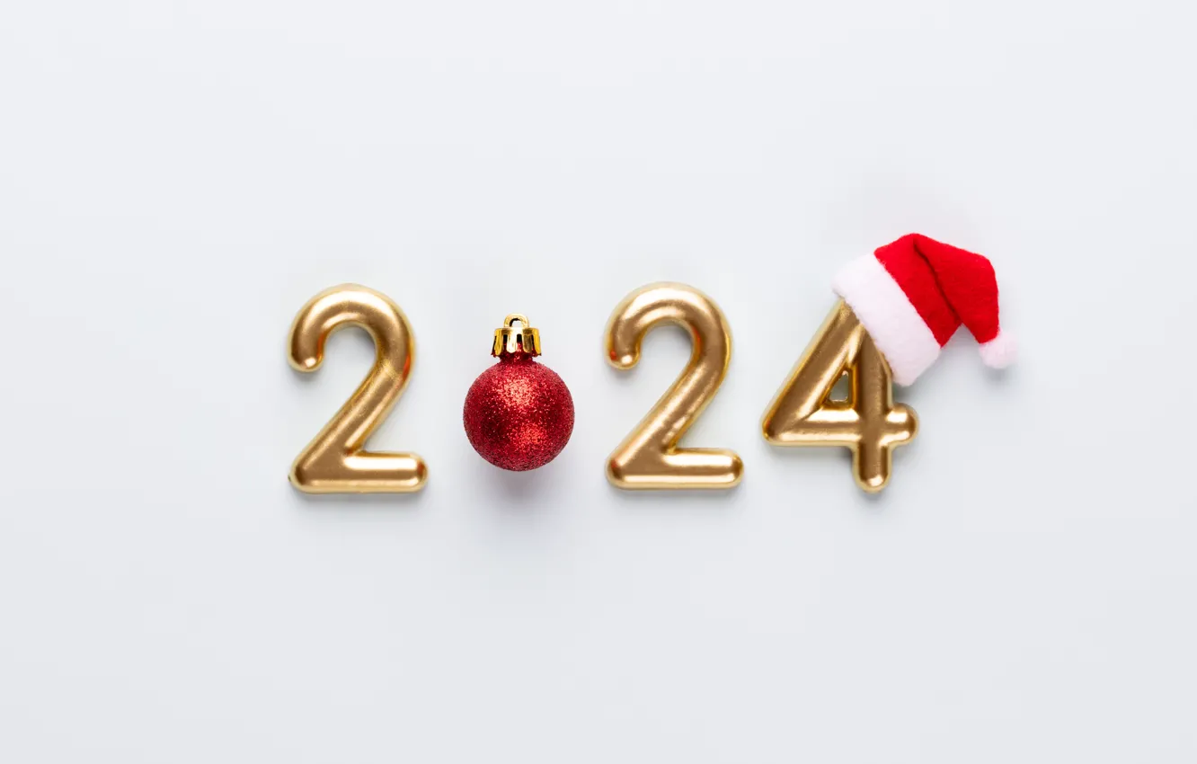 Photo wallpaper new year, Christmas, figures, golden, Christmas, New Year, decoration, figures
