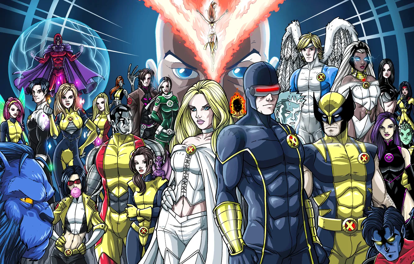 Photo wallpaper Wolverine, X-Men, Storm, phoenix, Magneto, Professor X, Cyclops, Beast