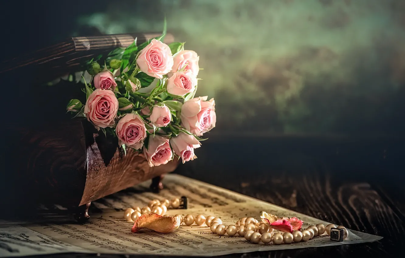 Photo wallpaper flowers, background, roses