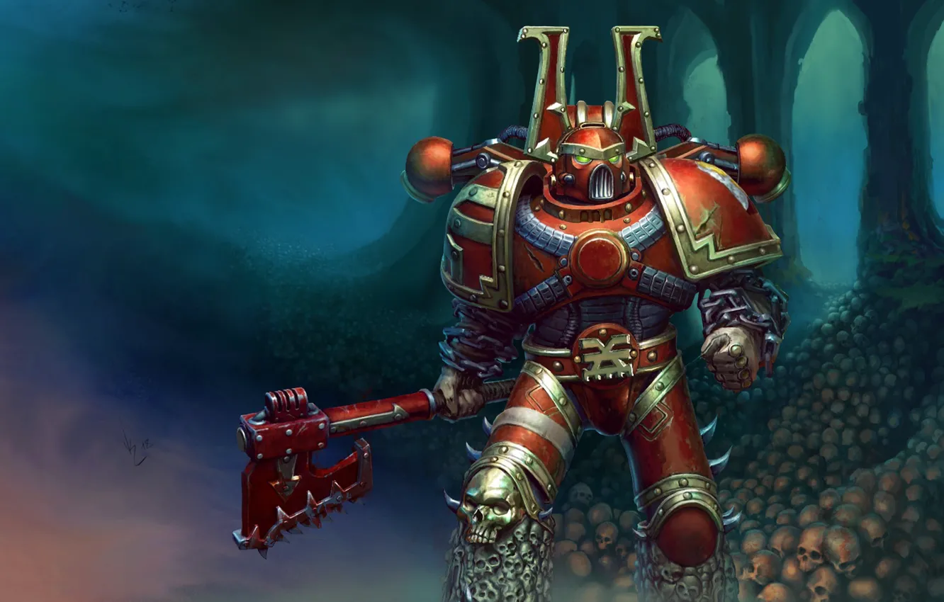 Photo wallpaper axe, sake, berserker, Warhammer 40 000, Khorne, chaos space marine