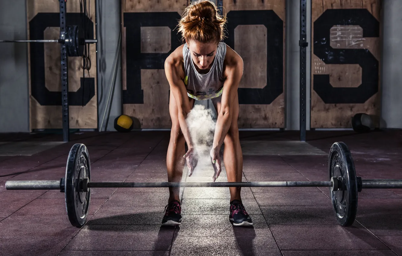 Photo wallpaper female, workout, fitness, deadlift