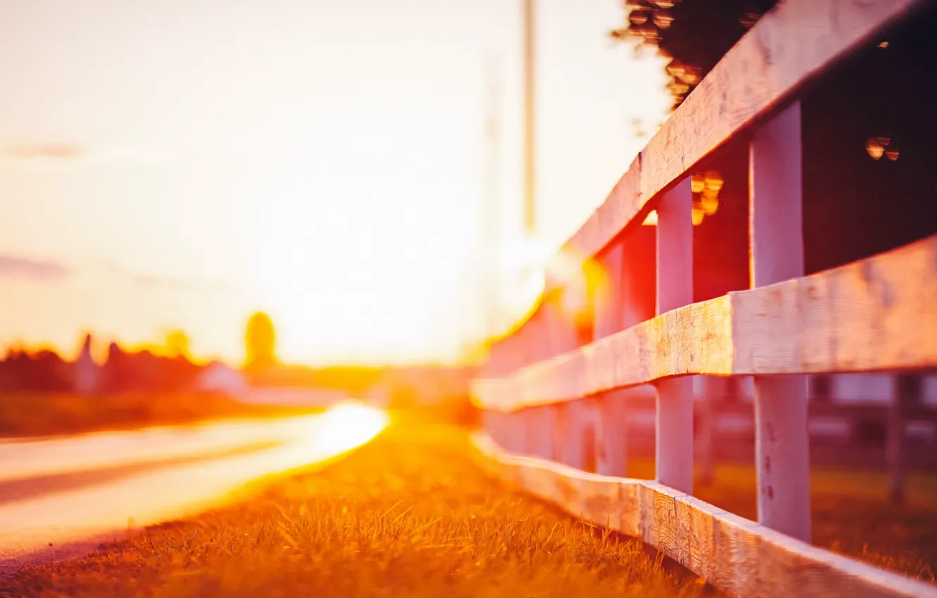Photo wallpaper road, light, the fence
