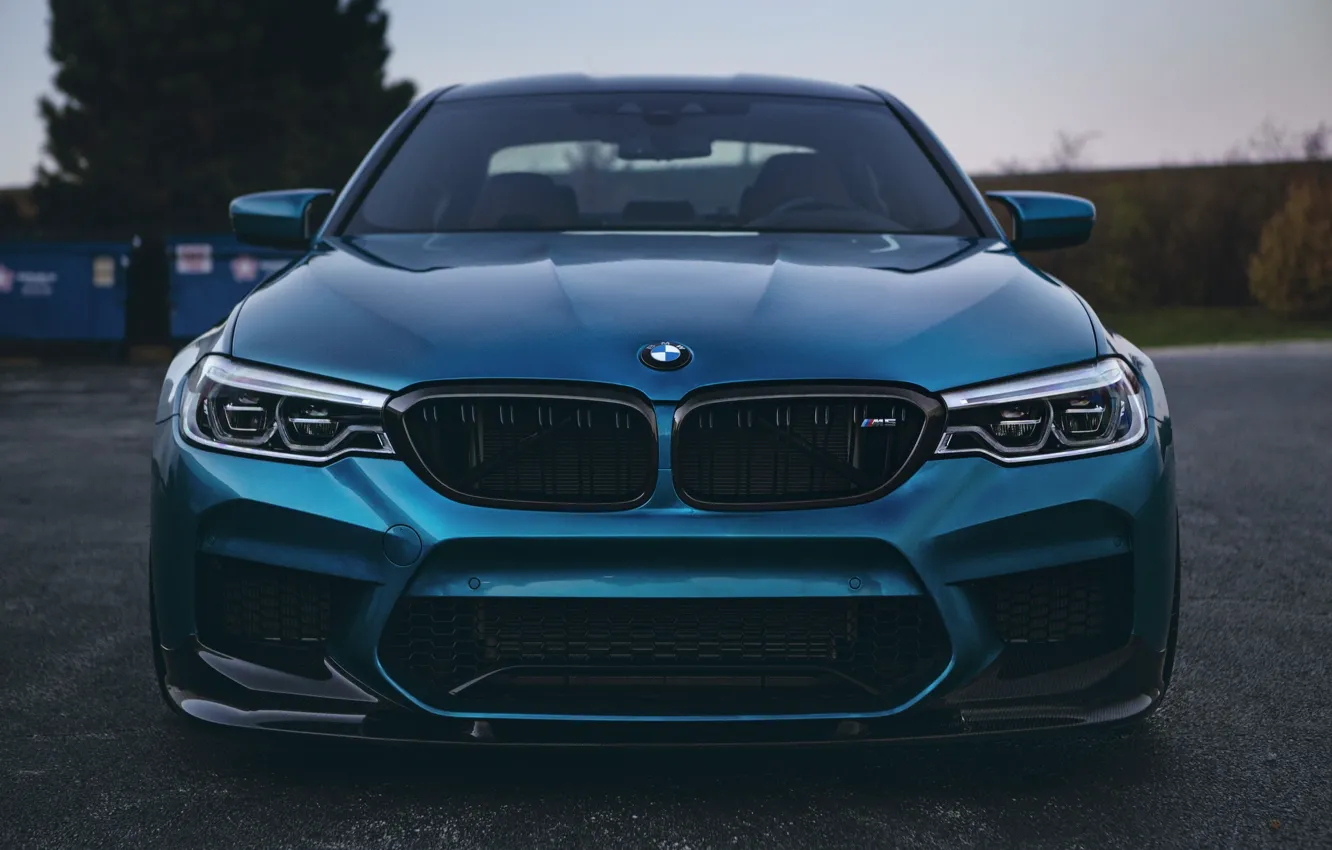 Photo wallpaper BMW, Blue, Front, Face, Sight, LED, F90