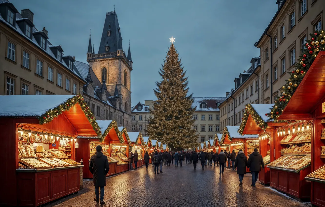 Photo wallpaper decoration, city, the city, street, new year, Christmas, Christmas, street