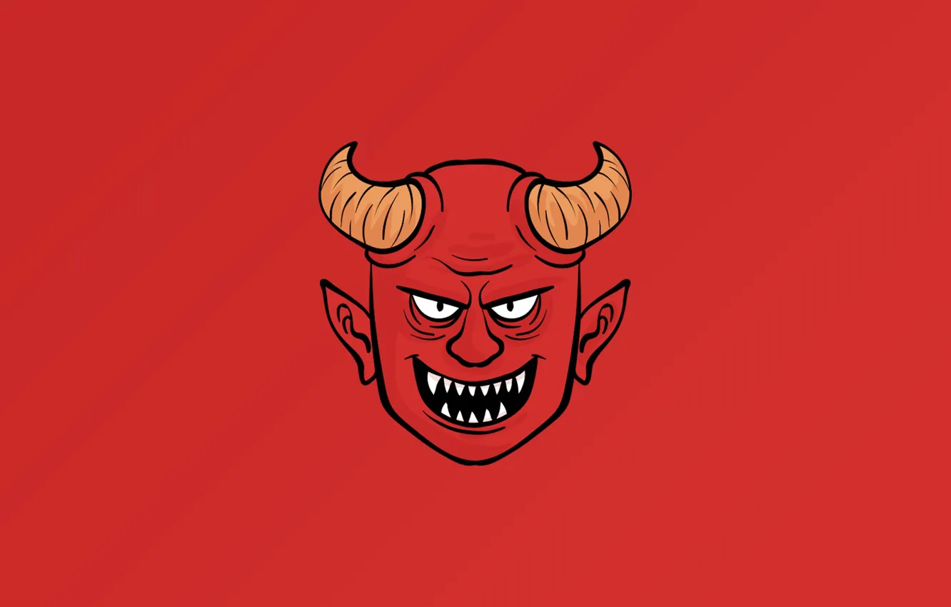 Photo wallpaper demon, Devil, horns, minimalism, digital art, artwork, fantasy art, simple background