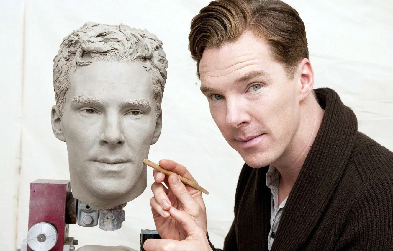 Photo wallpaper Benedict Cumberbatch, Benedict Cumberbatch, British actor, clay face