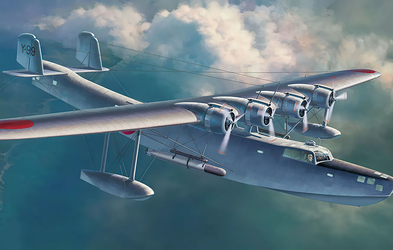 Photo wallpaper art, airplane, aviation, WW2, h6k5 type 97