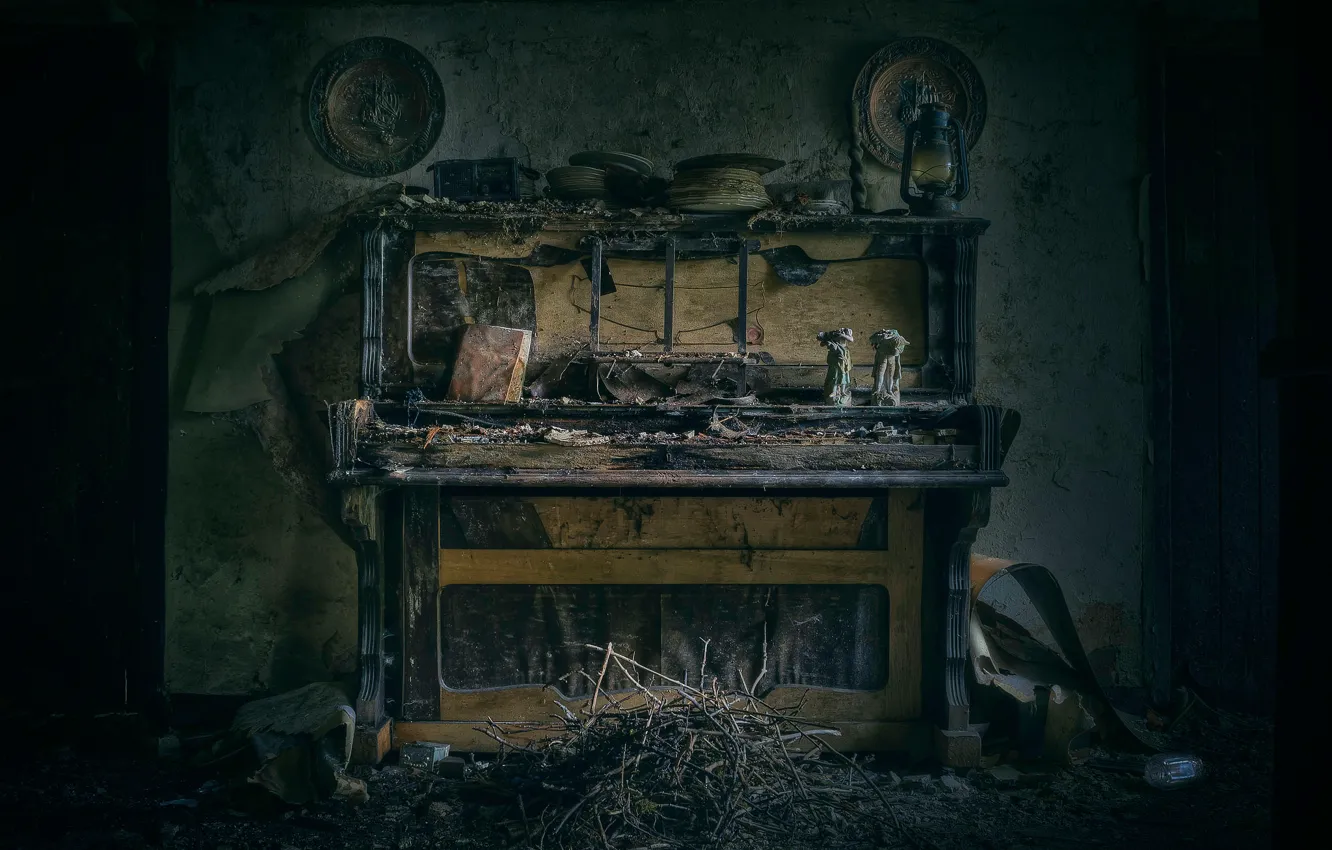 Photo wallpaper room, piano, stuff