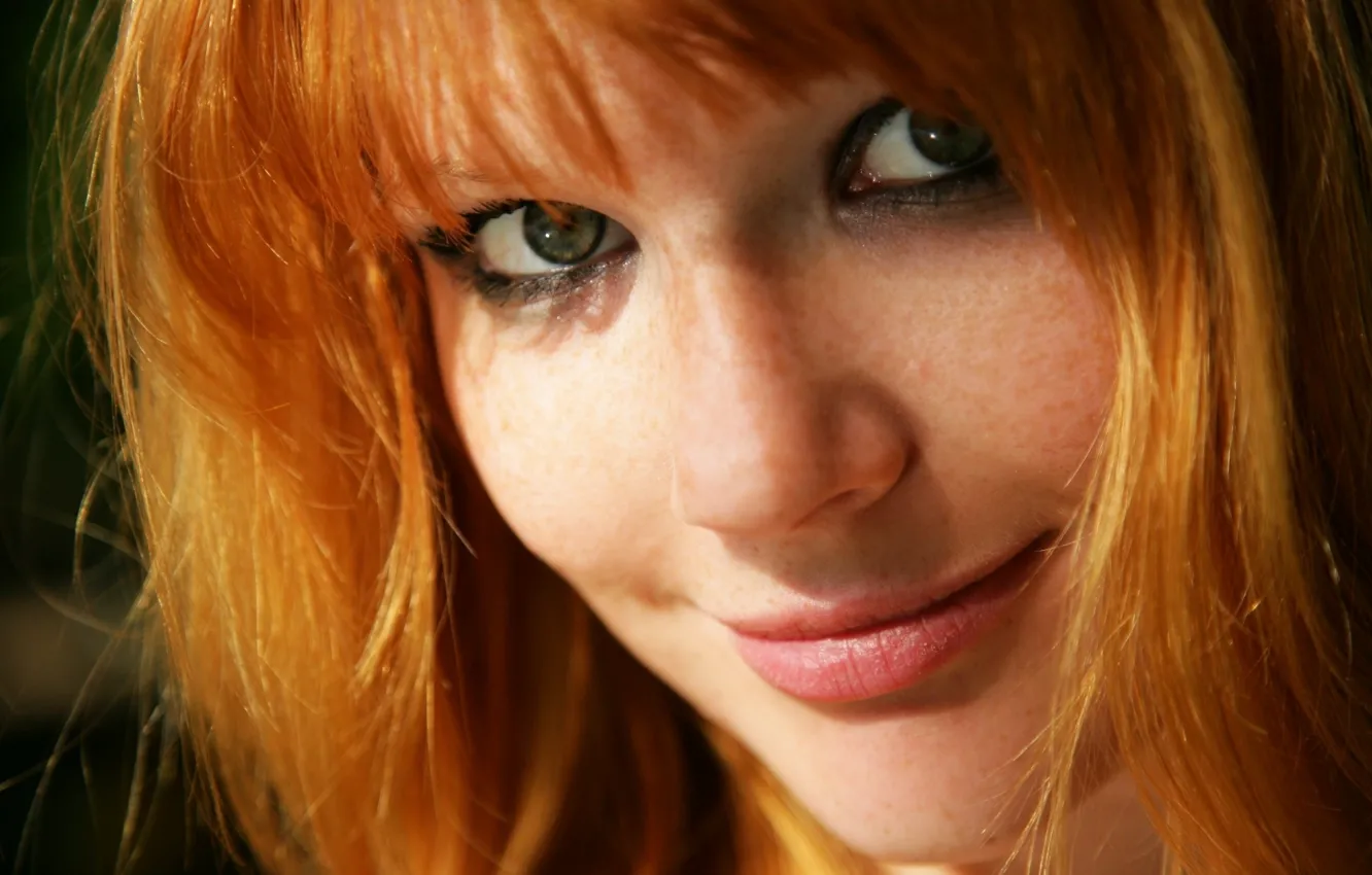 Photo wallpaper face, freckles, redhead, green-eyed, mia sollis