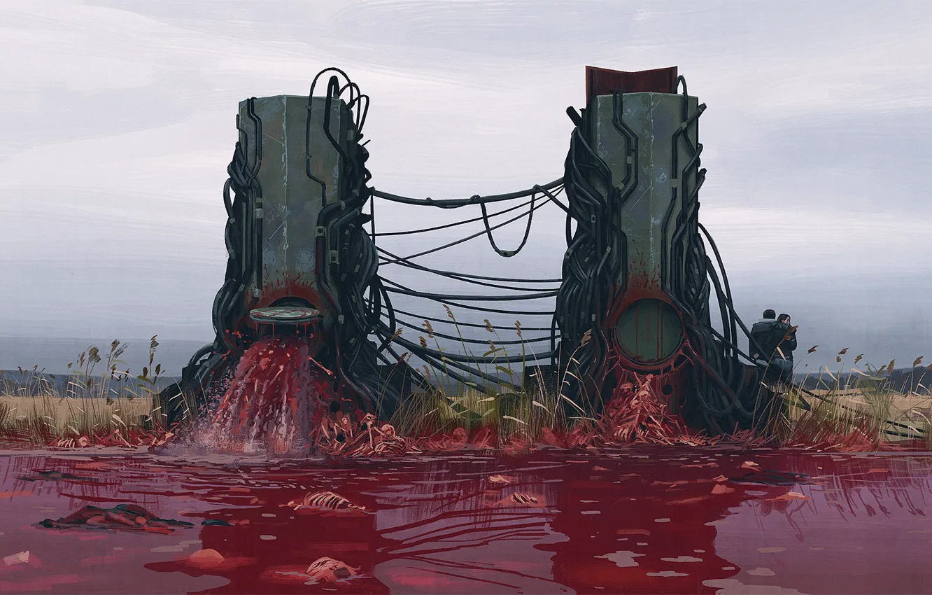 Photo wallpaper field, girl, blood, booth, guy, summerlove