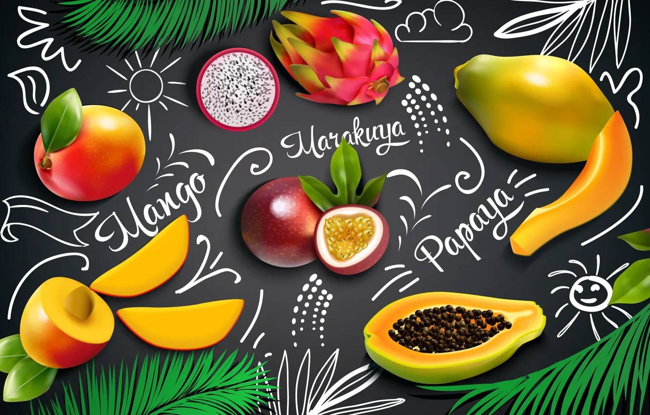 Photo wallpaper vector, texture, fruit, composition