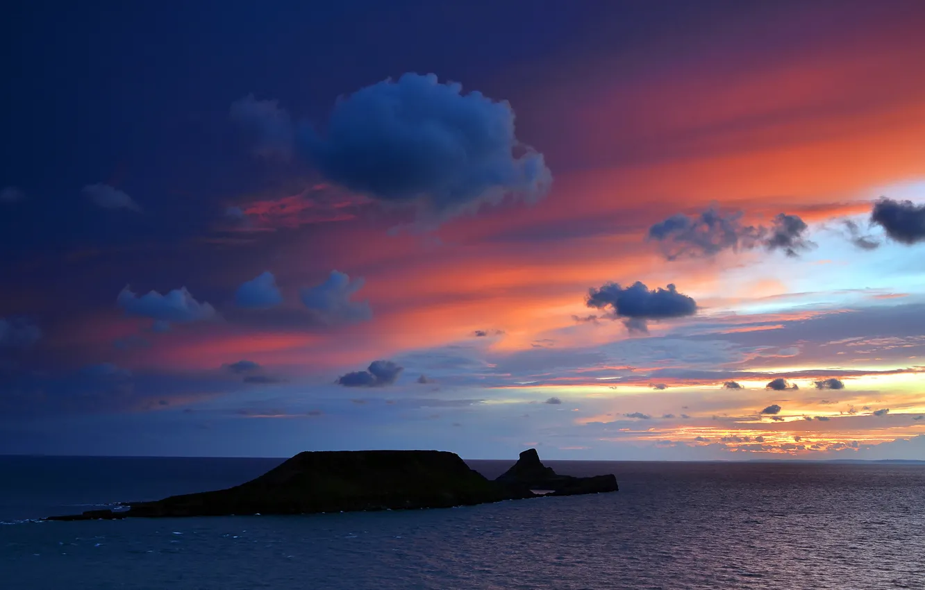 Photo wallpaper sea, landscape, sunset