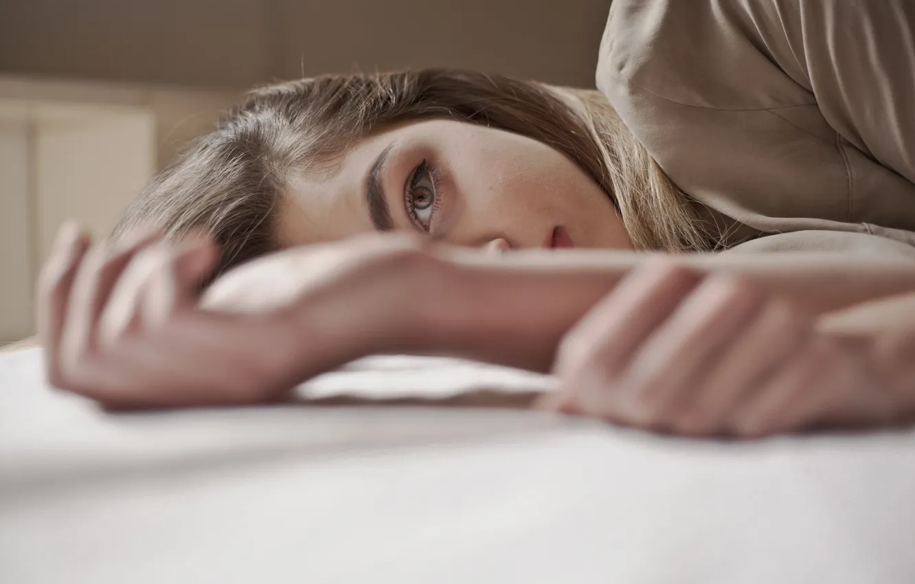 Photo wallpaper eyes, girl, brunette