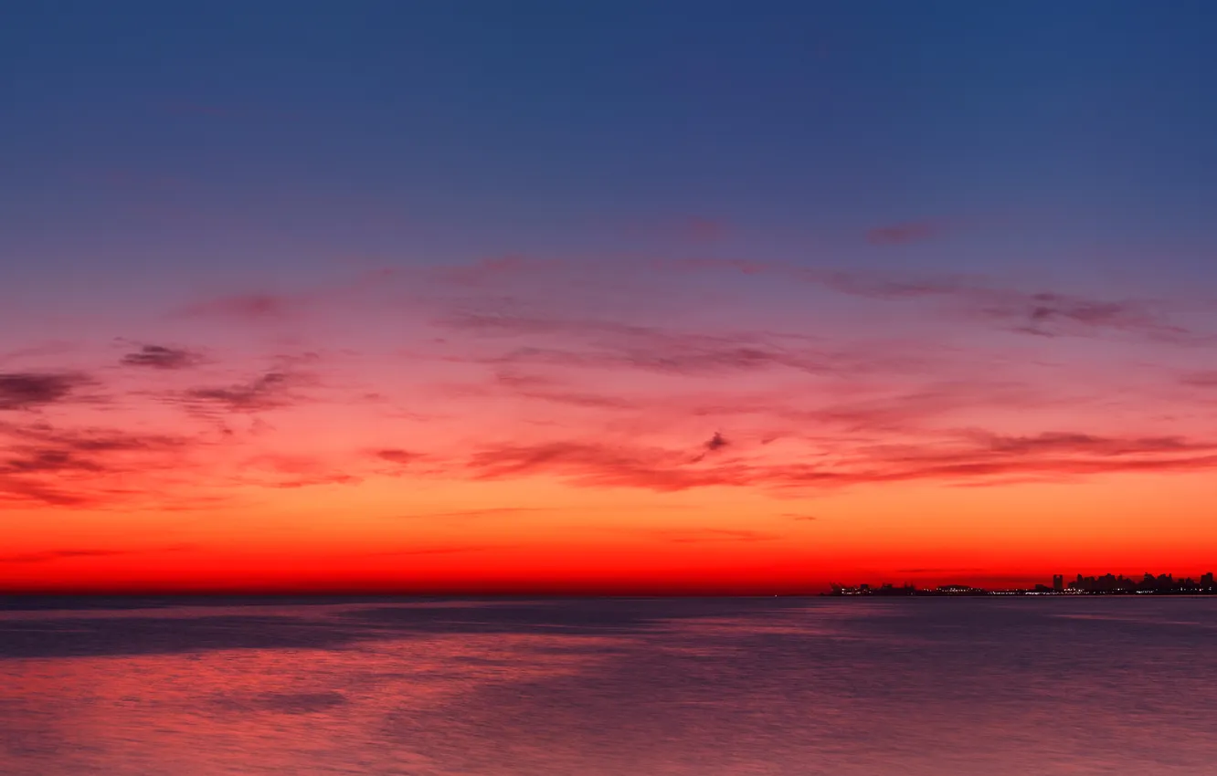 Photo wallpaper the city, dawn, silhouette, panorama, Buenos Aires