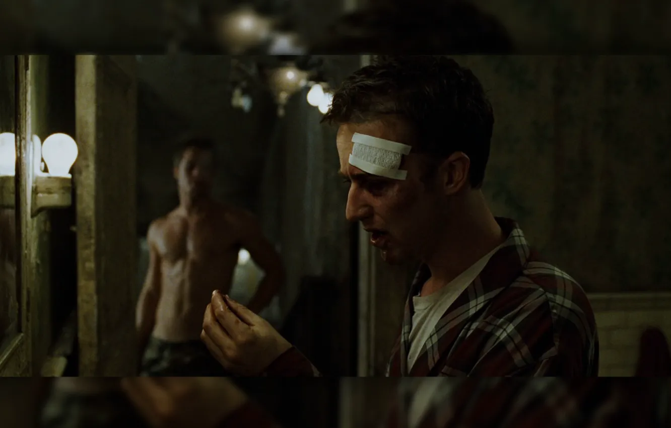 Photo wallpaper fight, fight club, tooth, Tyler, fight club, Edward Norton, bandage